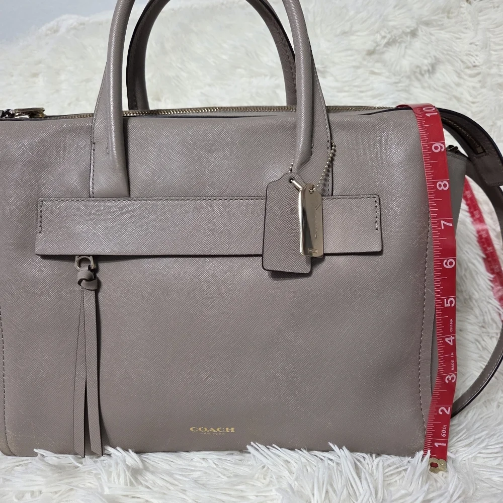 Coach Bleeker Saffiano Riley Carryall Large Crossbody Bag Taupe #30149 - Picture 12 of 16